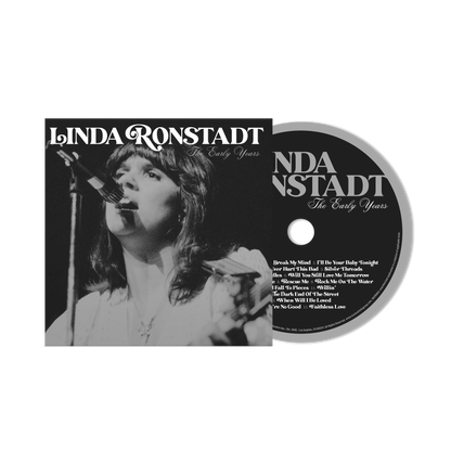 Linda Ronstadt album cover and CD with black and white photo of the artist singing.