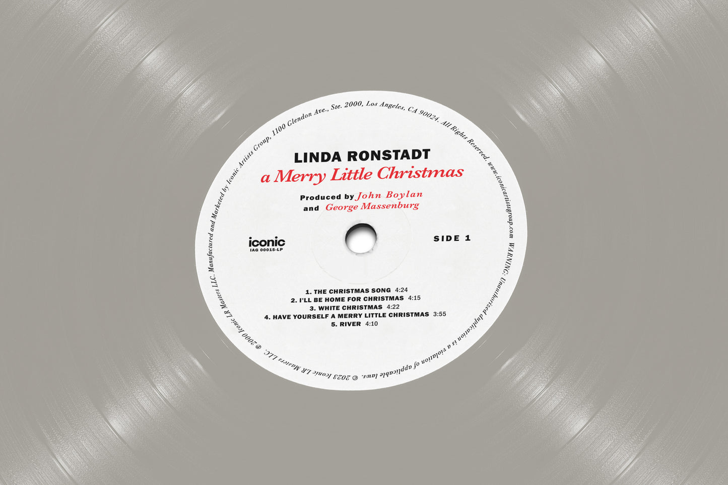 Linda Ronstadt - a Merry Little Christmas Opaque Metallic Silver Vinyl LP