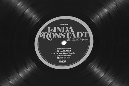 Vinyl record with a label featuring "Linda Ronstadt" on a black background